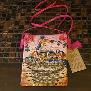 Colorful Handpainted On Leather Women's Crossbody Purse